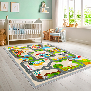 Tapis de jeu Yakut Kids City Road imprimé numériquement, tapis éducatif pour salle de jeux, antidérapant, pour chambre d'enfant, chambre à coucher, salle de classe, OEM ODM - Product Image 6