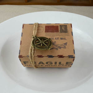 Boîte à bonbons en papier kraft vieux papier avion courrier cadeau boîte à chocolat terre boussole boîte d'emballage pour voyage mariage - Product Image 4