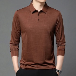 Nueva camisa de manga larga informal de negocios para hombres, camisa Polo de Color sólido, camiseta versátil cómoda transpirable a la moda - Product Image 1