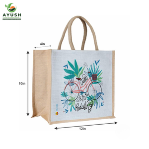 Sac de courses portable en jute avec coton intégré pour les épiceries et les centres commerciaux - Product Image 2