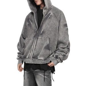 Sweat-shirt vintage de haute qualité personnalisé avec poche kangourou, épaules tombantes, manches bouffantes, sweat-shirt pour homme - Product Image 5