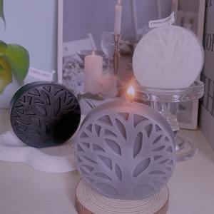 TOOWIN Tree of Life Scented <b>Candle</b>, Flat Round Tree Graphic Home Decor - Product Image 3