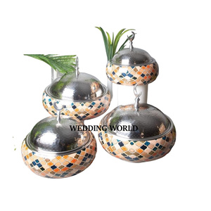 หม้ออุ่นอาหารโลหะชุดสี่ Meena หม้อไฟสำเร็จรูปออกแบบตั้งโต๊ะทรงกลมดีไซน์เนอร์ขายดี - Product Image 1