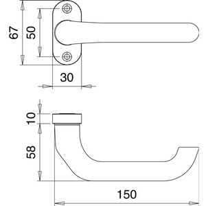 Poignée de porte ovale en aluminium F1 de 8 mm, profil EDI courbé, pièce à trouer 1308/0800 pour ensembles et accessoires de cheminée - Product Image 3