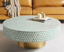 โต๊ะกาแฟทรงกลมฝังกระดูกสไตล์โมร็อกโกฐานโลหะโต๊ะกลางคุณภาพสูงเฟอร์นิเจอร์ห้องนั่งเล่นพื้นที่พักผ่อนโต๊ะข้าง - Product Image 5