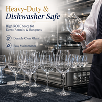 Verres à vin en verre transparent épais pour la location de mariage, prêts à être expédiés en gros, lavables au lave-vaisselle, avec logo personnalisé OEM ODM