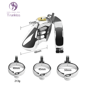 Cage de chasteté en acier inoxydable pour hommes produits pour adultes jouets pour adultes avec anneaux et serrures de différentes tailles dispositif de chasteté jouets de bondage SM - Product Image 2