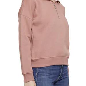 Sudadera con media cremallera de Invierno para mujer de calidad superior, sudadera informal de gran tamaño con logotipo personalizado, nuevo estilo de moda, sudaderas con capucha de lana - Product Image 2