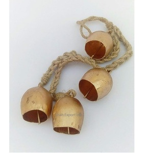 Hand Curved Metal Vintage Cow Hanging <b>Bells</b> Cluster Handmade Antique Gold Hanging <b>Bell</b> Decorative Lucky Cow <b>Bells</b> - Product Image 2