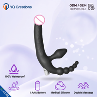 Vibrator Anal Plug Silikon Tanpa Tali Getar, Dildo Ganda Silikon untuk Lesbian, Mainan Seks Murah