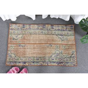 Tapis turc de 2x3,2 pieds, tapis de tissage plat vert beige, motif patchwork, laine, Latex, pour décorations de salon - Product Image 1
