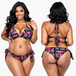 Ensemble de bikini brésilien entièrement personnalisé pour femmes, couleur unie, haut à cordon réglable, vêtements de plage sublimés, prêt à expédier - Product Image 4