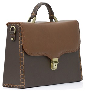 Sac pour ordinateur portable en cuir véritable souple fait à la main, deux tons, marron, professionnel, élégant, pour le travail, le bureau et les affaires - Product Image 3