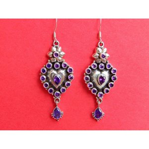 Pendiente de amatista facetada de plata 925 hecho a mano, joyería de piedras preciosas Vintage, pendiente facetado elegante, regalo para su modelo - Product Image 4