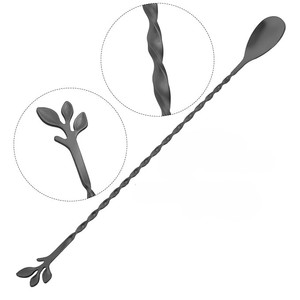 Classy Black Leaf End Twisted Long Metal Spoon Restaurante Café Helado Cuchara Hotel al mejor precio - Product Image 4