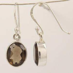 Pendientes colgantes de piedras preciosas de cuarzo ahumado, pendientes de piedra de Plata de Ley 925 para mujeres y niñas, pendientes con joyería de sello 925 - Product Image 2