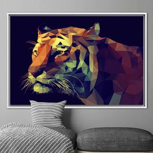 ผ้าใบศิลปะลายสัตว์ทรงเรขาคณิตอันน่าทึ่ง: ลายพิมพ์เสือแบบนามธรรม,1P:กรอบสีขาว - Product Image 1