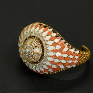 Lalique Sun Burst esmalte diamante zafiro perla 18K oro amarillo oro brazalete pulsera Vintage Moissanite diamante pulsera - Product Image 2