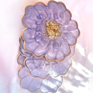 Posavasos de Resina Epoxi, Juego de Posavasos de Resina Azul con Diseños Florales, Posavasos de Resina para Té - Product Image 2