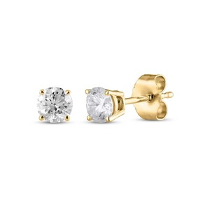 Pendientes solitarios de diamante de corte redondo para uso diario, 0.50 ct, diamante cultivado en laboratorio en oro macizo de 14K, para ocasiones especiales y fiestas. - Product Image 2