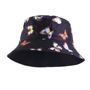 หมวกทรงถังปักโลโก้แบบออกแบบได้ทั้งชายและหญิงหมวกแก๊ปหมวกผ้าฝ้ายลายผีเสื้อสำหรับกลางแจ้งกันแดดสำหรับงานปาร์ตี้ขี่จักรยานเด็กชาวประมง - Product Image 2