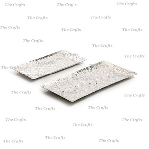 Ensemble de trois plateaux de service en aluminium couleur argent taille et forme personnalisées restaurant vaisselle snacks plateaux - Product Image 3