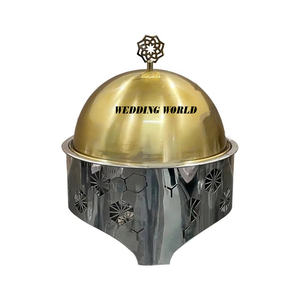 Réchaud alimentaire en acier inoxydable, finition or et argent, casserole de qualité supérieure, fait main, design en métal, marmite - Product Image 1