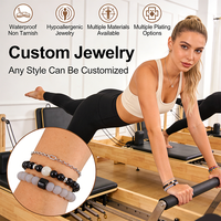Ensemble de bracelets en acier inoxydable Mosen Jewelry, Pilates, fitness, tonification, chaîne à maillons minimaliste perlée, bijoux de sport quotidiens pour femmes, vente en gros