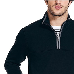 Sweat-shirt à demi-zip personnalisé pour homme avec poches latérales, veste coupe-vent en molleton de coton en gros, tailles plus grandes disponibles - Product Image 1