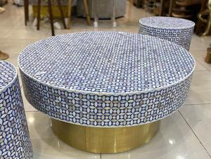 Cafe Essential Tables basses rondes de luxe en incrustation d'os vintage disponibles au meilleur prix auprès d'un fabricant indien - Product Image 2