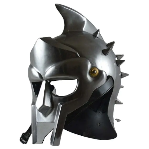 Maximus Gladiator Helmet 300 Movie maximus Decimus meridian's Gladiator helmet Antique Greek Helmet With Wooden Stand