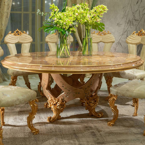 Set <span class=keywords><strong>da</strong></span> <span class=keywords><strong>Pranzo</strong></span> Artigianale in Stile Francese per 8 Persone, Famiglia Reale Saudita, Tavolo e Sedie in Legno Intagliato Classico con Rivestimento in Tessuto, Lussuoso - Product Image 5
