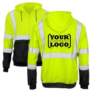 Sudadera de Seguridad Reflectante para Trabajo, Uniforme de Construcción, Sudadera con Capucha de Forro Polar de Alta Visibilidad, Camisa de Manga Larga con Capucha - Product Image 1