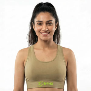 Soutien-gorge de sport beige en grès à maintien élevé pour femmes, sans couture, compression, gym, fitness, yoga, vêtements de sport, soutien-gorge personnalisé OEM - Product Image 1