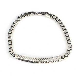 925 Sterling <b>Silver</b> Onyx Stone Greek Motif Cube Chain <b>Bracelet</b> Elegant Crystal <b>Bracelets</b> & <b>Bangles</b> - Product Image 6