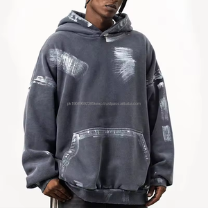 Sudadera con Capucha Personalizada con Logotipo, Lisa, Desgastada, Vintage, Sin Cordones, de Algodón Grueso, Lavada al Ácido, Estilo Urbano - Product Image 1