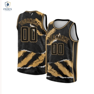 INDEX APPAREL Custom Sublimated Basketball Jersey Black Gold Tank Top Unisex Adult Breathable All Seasons <b>Athletic</b> Fit - Product Image 1