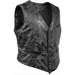 Veste universitaire en cuir suédé de style western vintage à col montant en toile enduite pour homme, coupe classique, pour homme d'affaires - Product Image 6