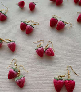 Handcrafted, Fashionable, and Compact Fruit-patterned Crocheted Earrings and Eardrops - Product Image 6