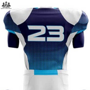 Concevez votre propre uniforme de football américain personnalisable, ensembles 100% polyester respirants, séchage rapide, protection UV, maillot et short - Product Image 6