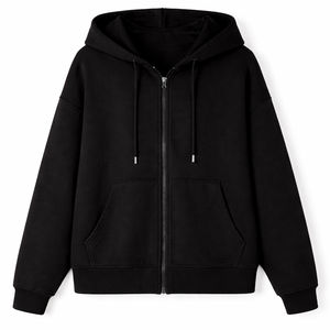Wholesale Custom Women Oversized Zip Up <b>Hoodies</b> Custom Logo Embroidery Plain Black Sweatshirt OEM Women's <b>Hoodies</b> - Product Image 5