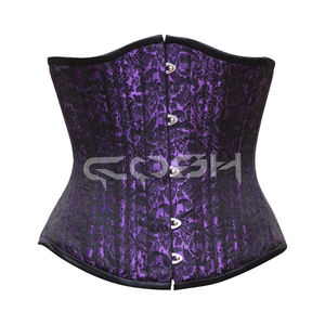 Purple Floral Brocade Underbust Steel Boned <b>Corset</b> <b>for</b> <b>Women</b> | Premium Waist Cincher <b>Corset</b> by Cosh International - Product Image 1