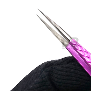 Pince à épiler pour extensions de cils en acier inoxydable japonais, nouvelle couleur violette, pointe argentée isolée à 45 degrés, prise diamantée - Product Image 3