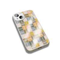 Coques de téléphone portable colorées en TPU+PC imperméables avec cubes noirs pour la décoration