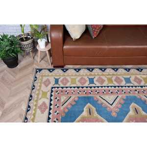 Tapis de 5,9 x 8 pieds, tapis turc vintage, tapis persan bleu rose - Product Image 5