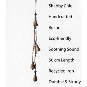 Mango Gifts Campanilla de Viento Rústica de Hierro con 4 Campanas Vintage en Forma de Cono de 48 cm, Colgante, Relajante, Tranquilizador, Adorno para Jardín, Lote - Product Image 2