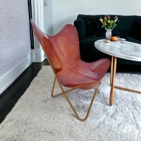Chaise papillon en cuir classique BKF cadre en fer chaise de loisirs pliable relaxante de luxe pour salon chambre extérieur-rustique