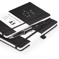 Couverture de constellation de personnalité de la mode au design personnalisé en cuir PU noir A5 cahier de journal en papier ligné avec bande élastique