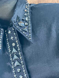 Tissu de taffetas extensible fait main Cowgirl Western Show Shirt pour vêtements équestres et d'équitation - Product Image 2