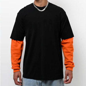 Camiseta de Moda 2026, Estilo Urbano, Cuello Jersey, Manga Larga, 100% Algodón, Transpirable, Antiarrugas, Secado Rápido, Corte Regular para Hombre - Product Image 1